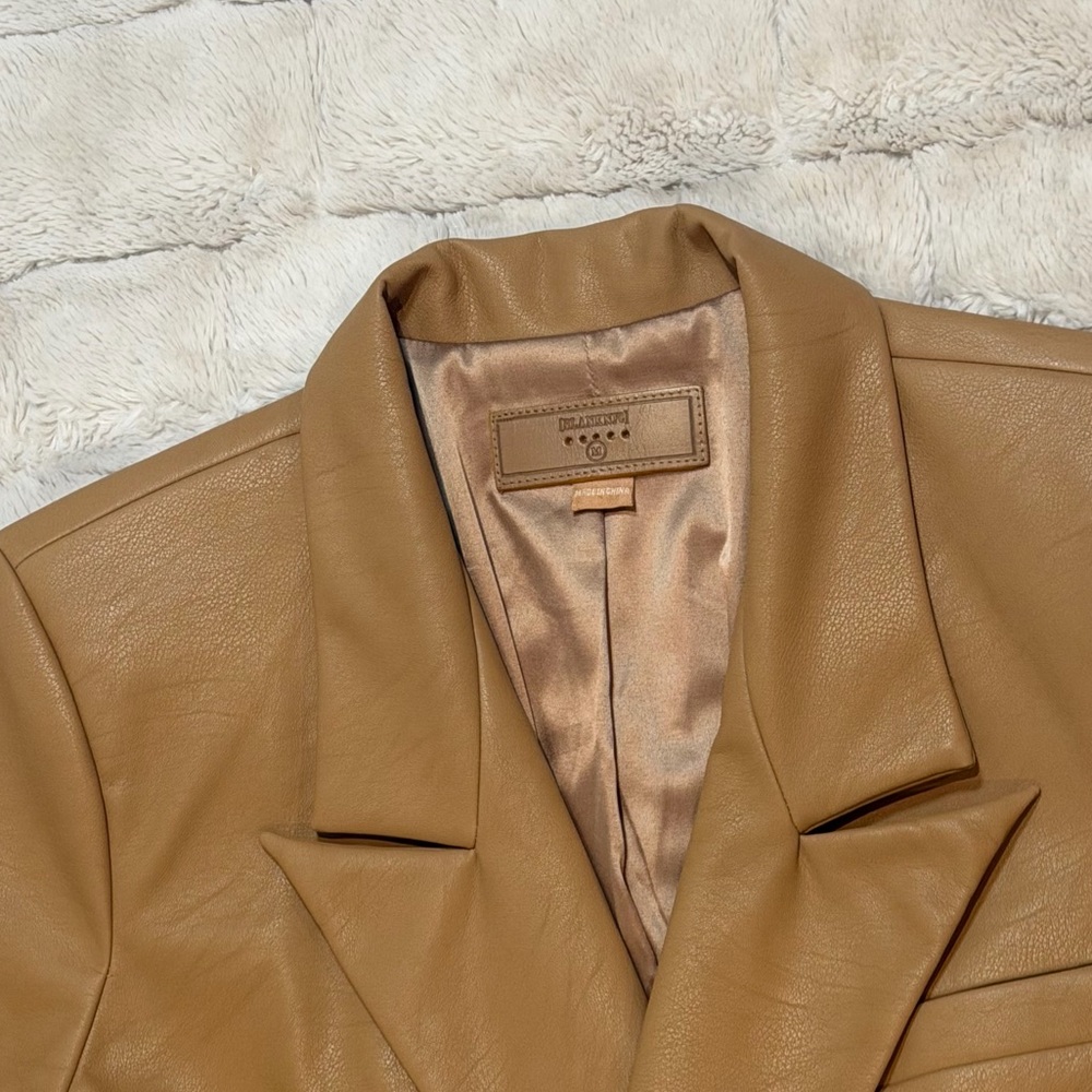 Blank NYC Faux Leather Double Breasted Blazer Tan Women’s M - Picture 2 of 10